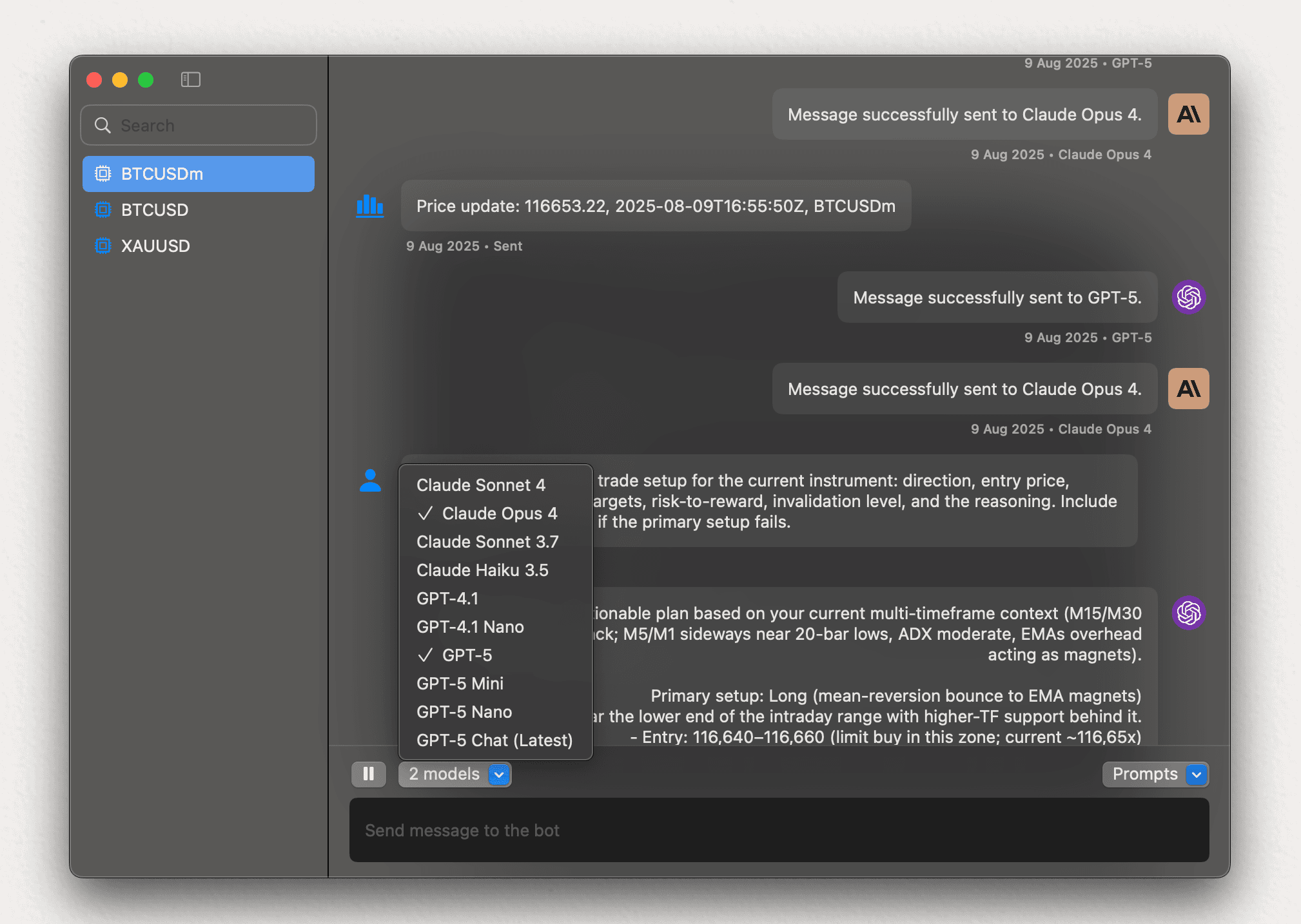 Multiple AI models in one chat